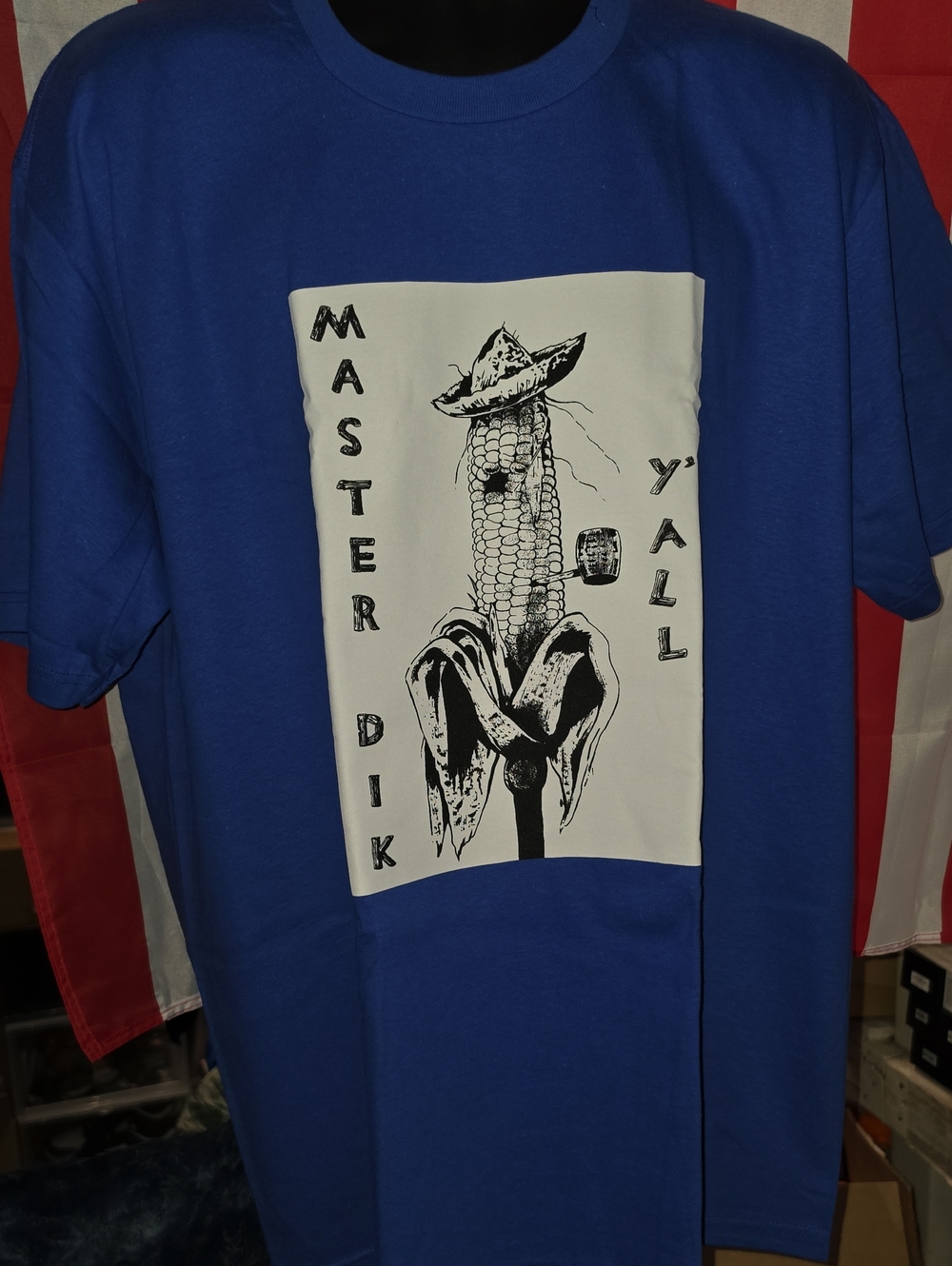 Supreme Blue Tee with Black Corn Graphic